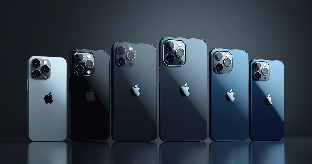 Linha de iPhones 17 Pro em cores diversas com foco no novo design das câmeras