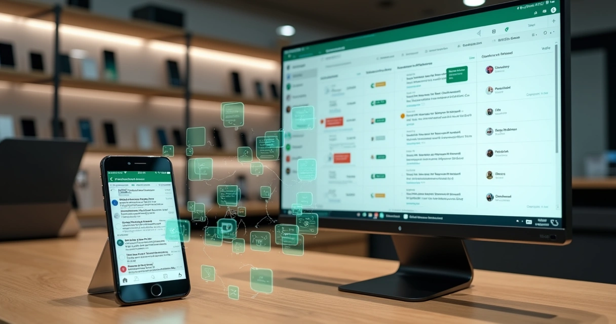 Fluxo de atendimento de WhatsApp se organizando em sistema na loja de celular
